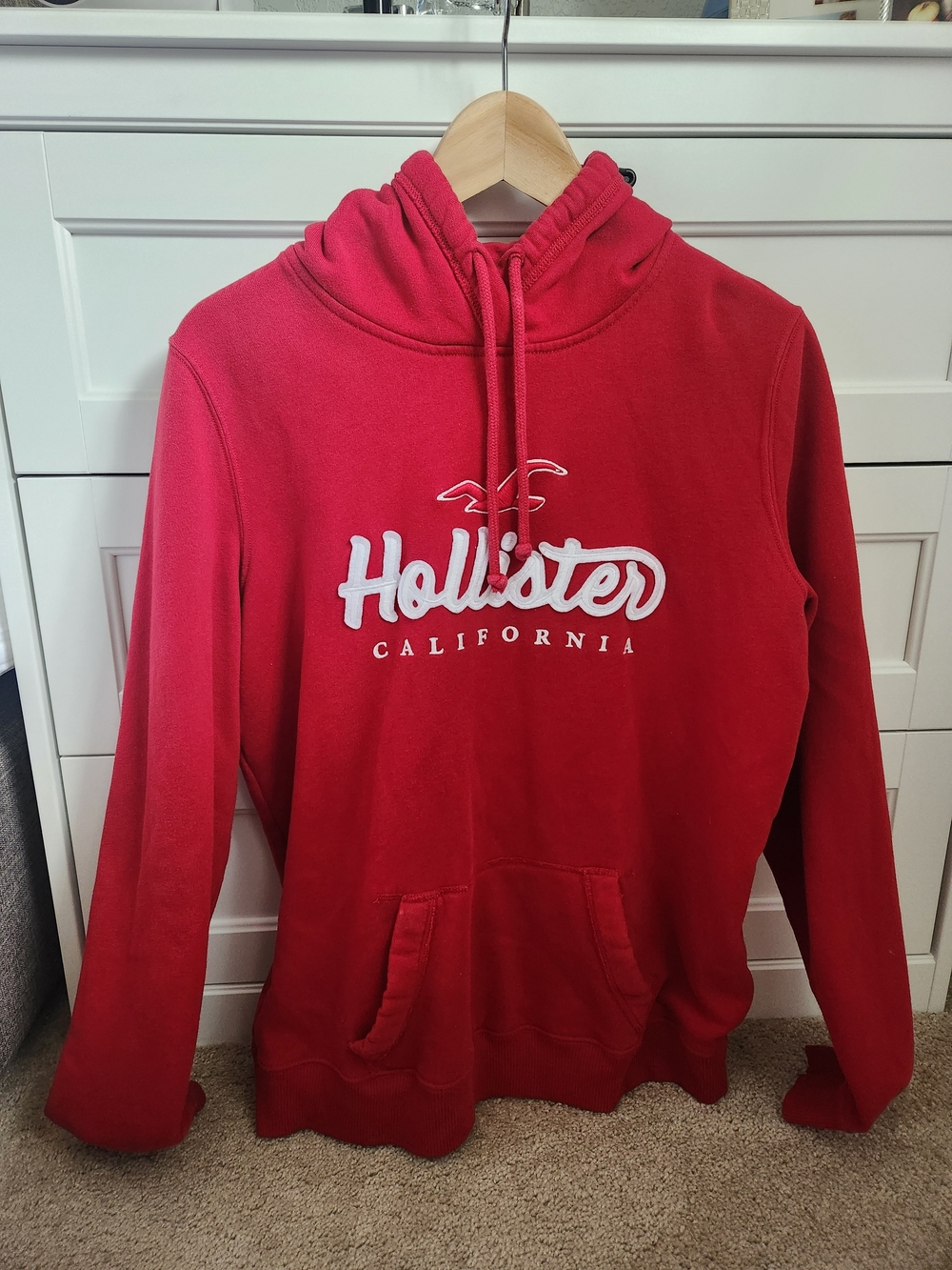 Hollister Red Crewneck Hoodie with White Logo